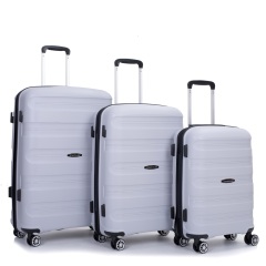 Hardshell Suitcase Spinner Wheels PP Luggage Sets Lightweight Durable Suitcase with TSA Lock,3-Piece Set (20/24/28) ,Silver